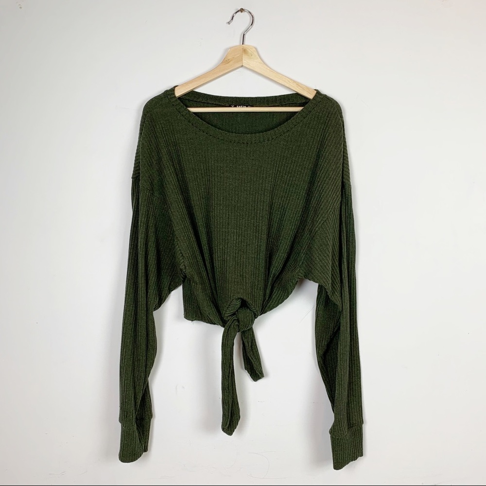 Super cute Ribbed Loose Fit Oversized Shirt w/ties - Picture 6 of 8